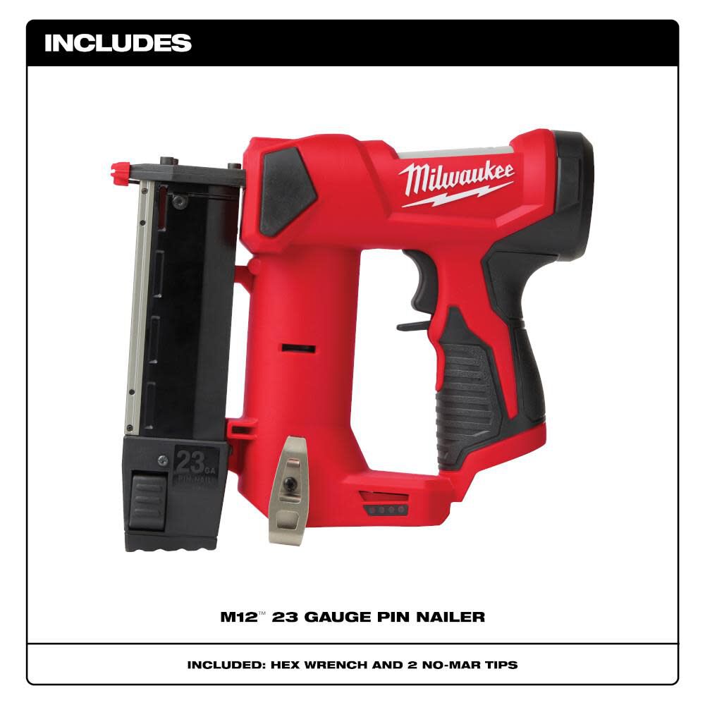 Milwaukee 2540-20 M12™ 23 Gauge Pin Nailer