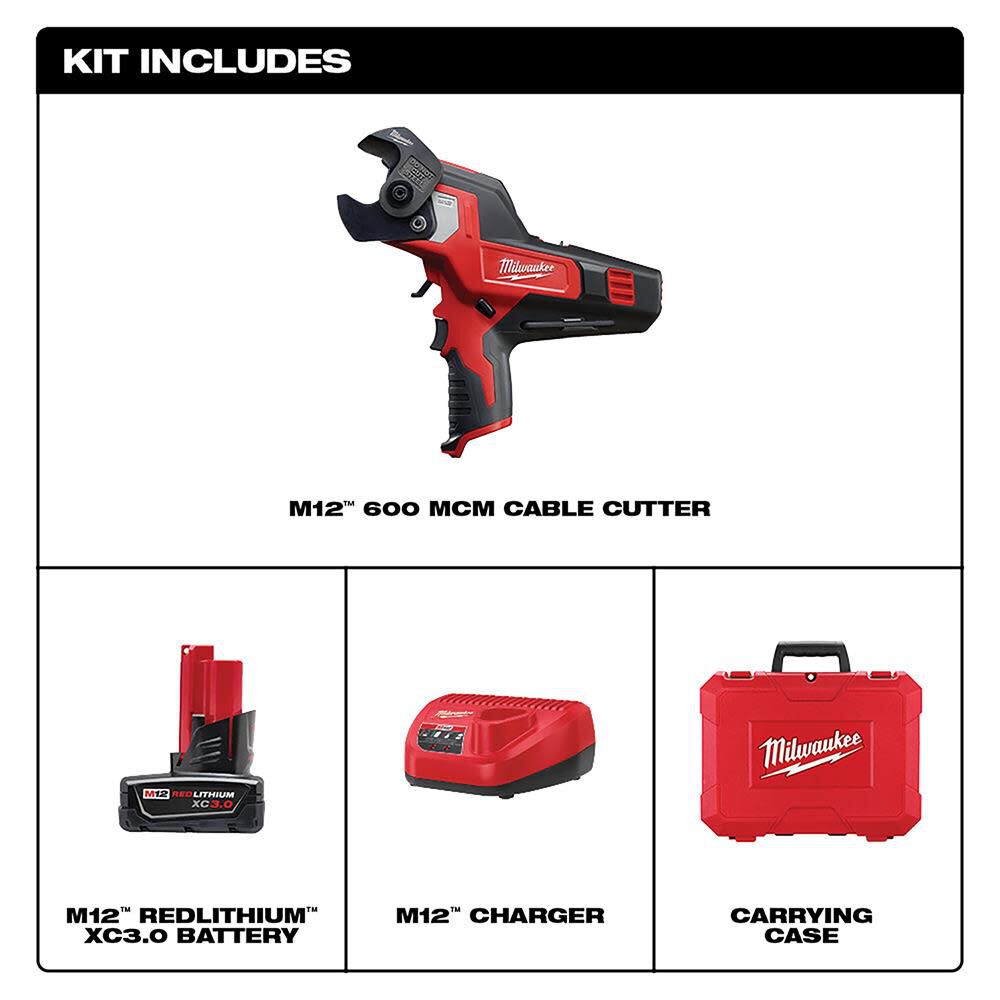 Milwaukee 2472-21XC M12™ 600 MCM Cable Cutter Kit