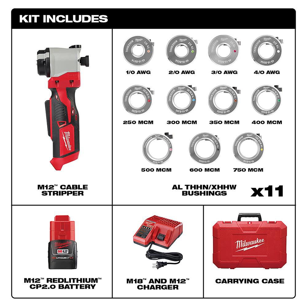 Milwaukee 2435AL-21 M12 CABLE STRIPPER THHN/XHHW
