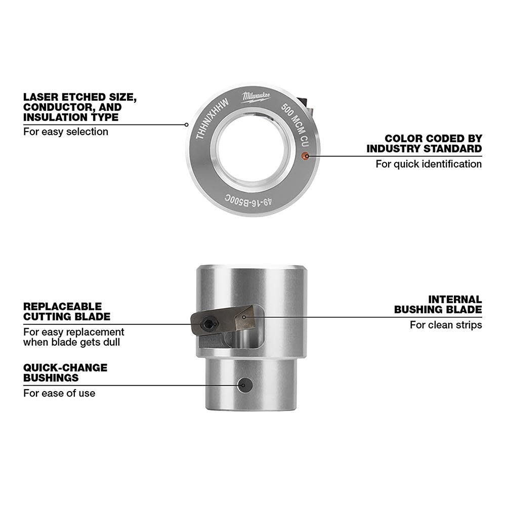 Milwaukee 2435CU-21S M12™ Cable Stripper Kit with 17 Cu THHN / XHHW Bushings