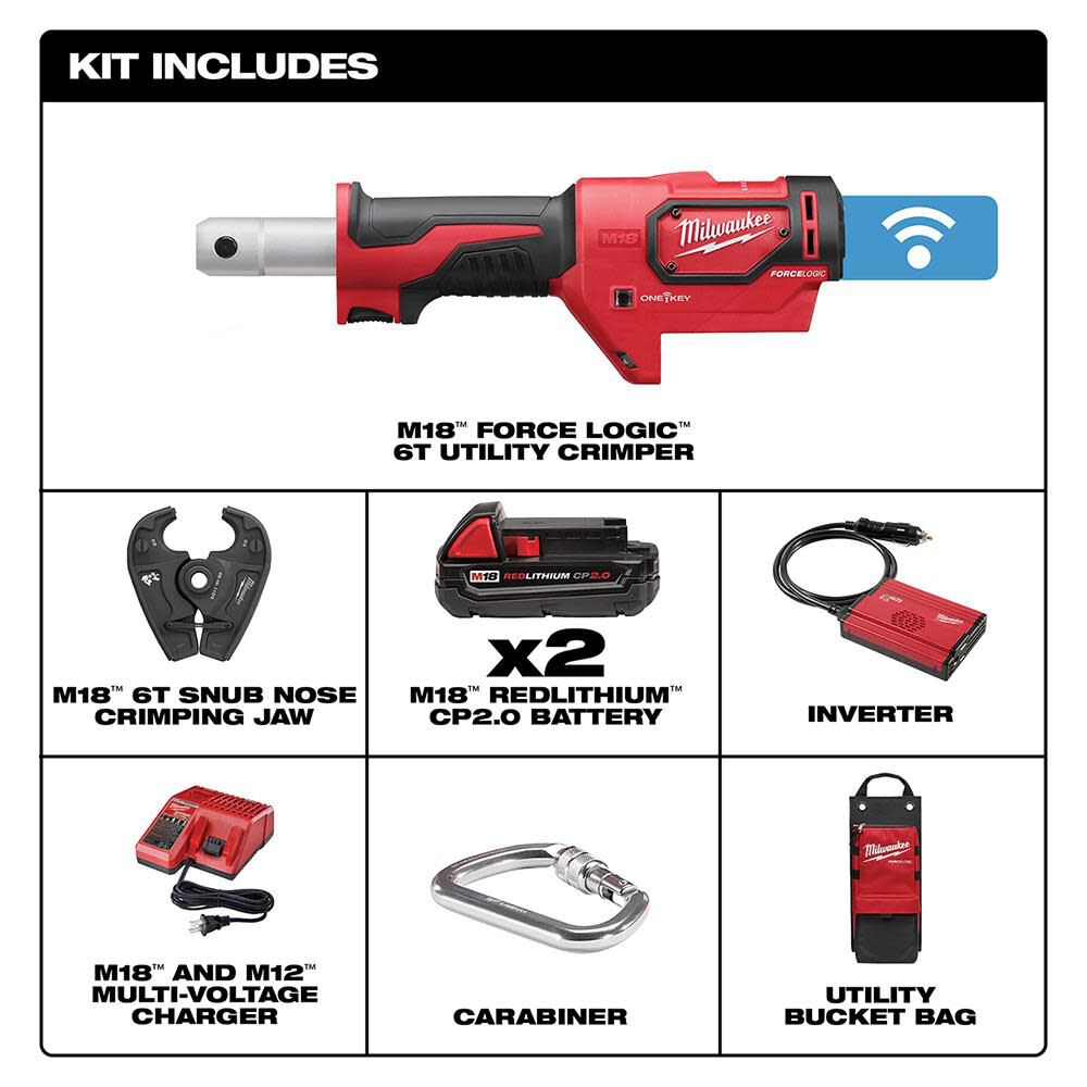 Milwaukee 2678-22 M18™ FORCE LOGIC™ 6T Utility Crimper Kit with D3 Grooves