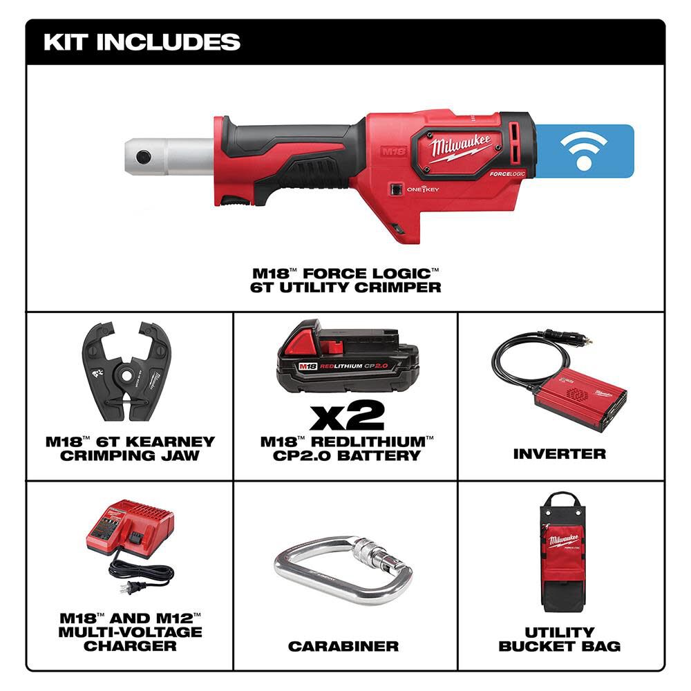 Milwaukee 2678-22K M18™ FORCE LOGIC™ 6T Utility Crimper Kit with Kearney Grooves