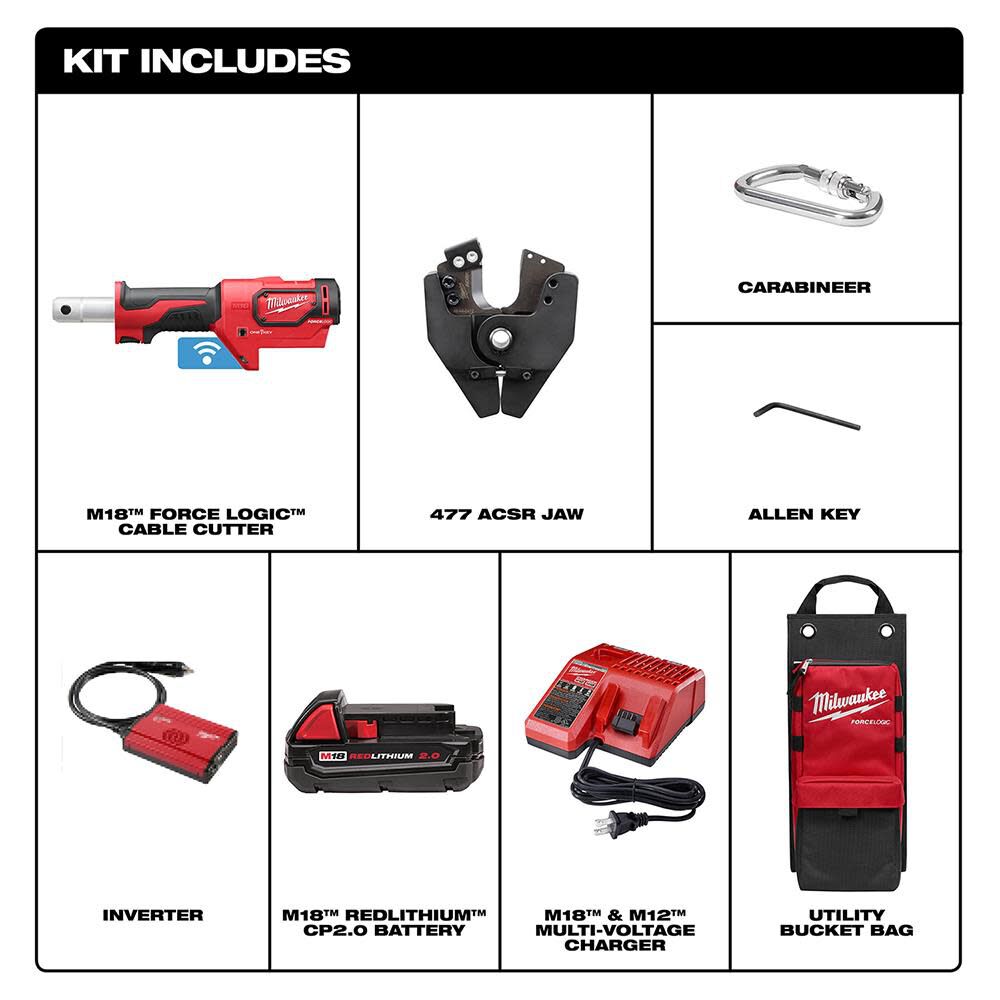 Milwaukee 2672-21S M18™ FORCE LOGIC™ Cable Cutter Kit with 477 ACSR Jaws