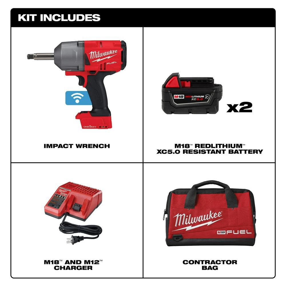 Milwaukee 2769-22R M18 FUEL™ ½” Ext. Anvil Controlled Torque Impact Wrench w/ONE-KEY™ Kit