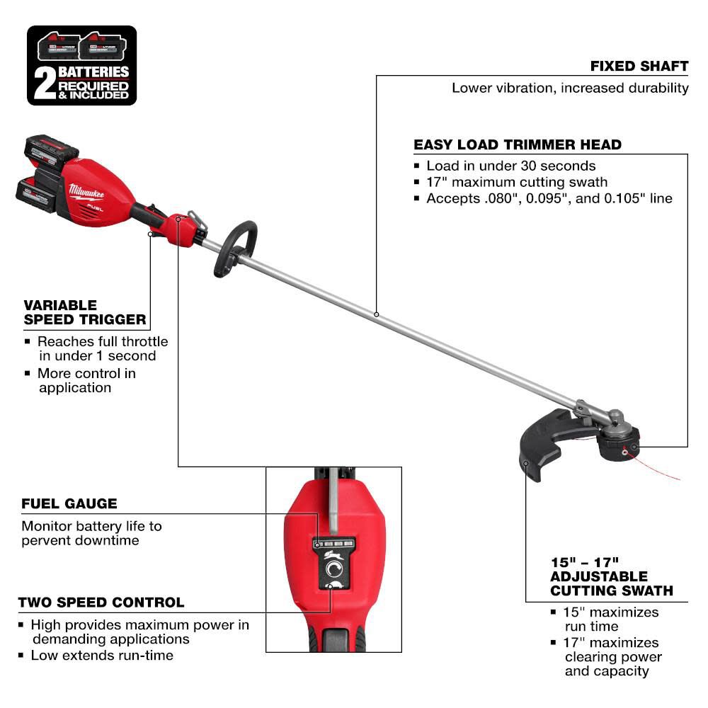 Milwaukee 3006-22 M18 FUEL™ 17” Dual Battery String Trimmer Kit