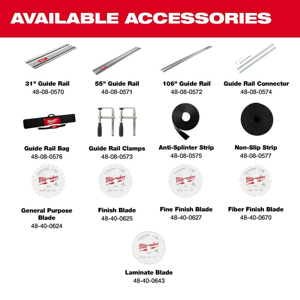 MILWAUKEE 2831-21 M18 FUEL 18V Lithium-Ion Brushless Cordless 6-1/2 in. Plunge Track Saw PACKOUT Kit with One 6.0 Ah Battery