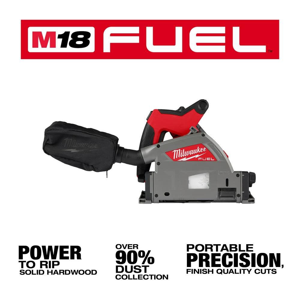 MILWAUKEE 2831-21 M18 FUEL 18V Lithium-Ion Brushless Cordless 6-1/2 in. Plunge Track Saw PACKOUT Kit with One 6.0 Ah Battery