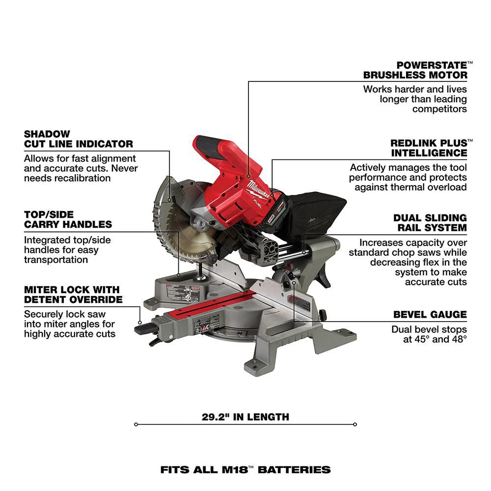 Milwaukee 2733-21 M18 FUEL™ 7-1/4” Dual Bevel Sliding Compound Miter Saw Kit