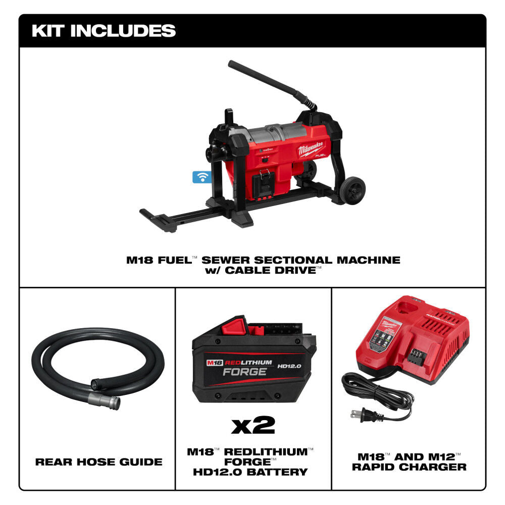 Milwaukee 2871-22 M18 FUEL™ Sewer Sectional Machine w/ CABLE-DRIVE™ Kit
