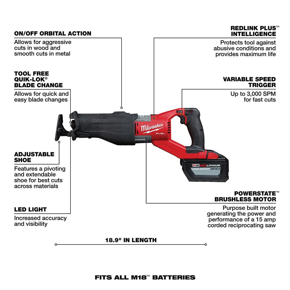 Milwaukee 2722-21HD M18 FUEL™ SUPER SAWZALL® Reciprocating Saw Kit