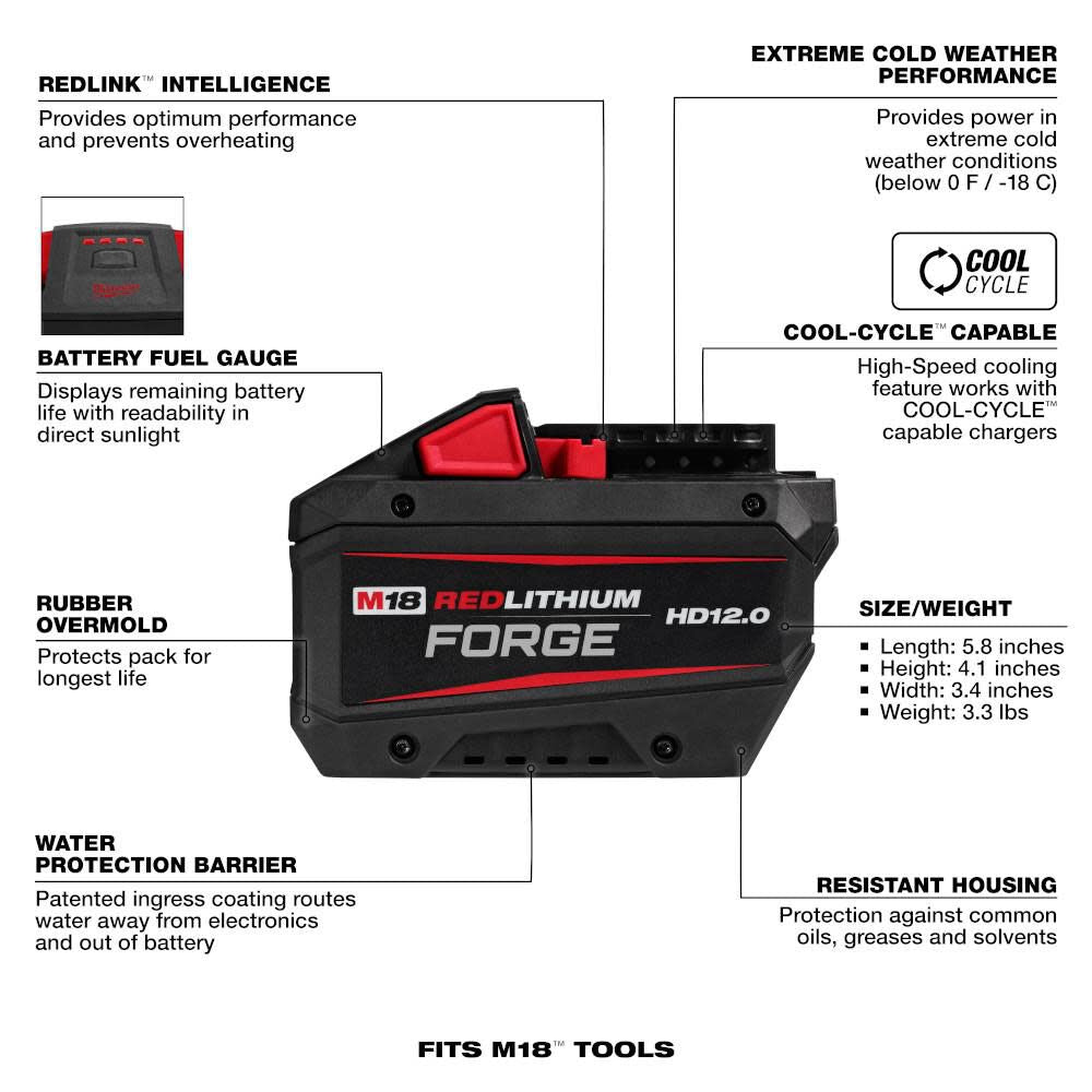 Milwaukee M18™ REDLITHIUM™ FORGE™ HD12.0 Battery Pack 48-11-1813