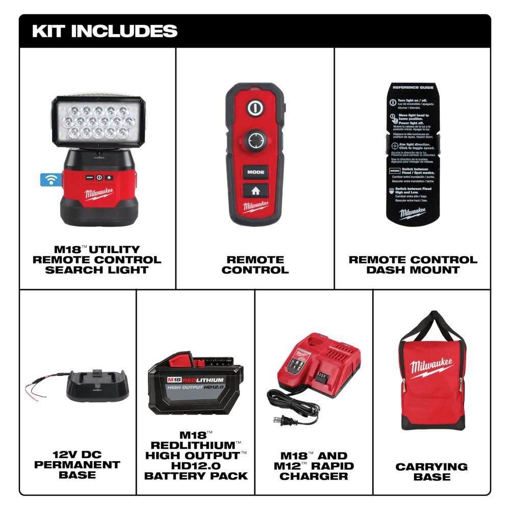 Milwaukee 2123-21HD M18™ Utility Remote Control Search Light Kit w/ Portable Base