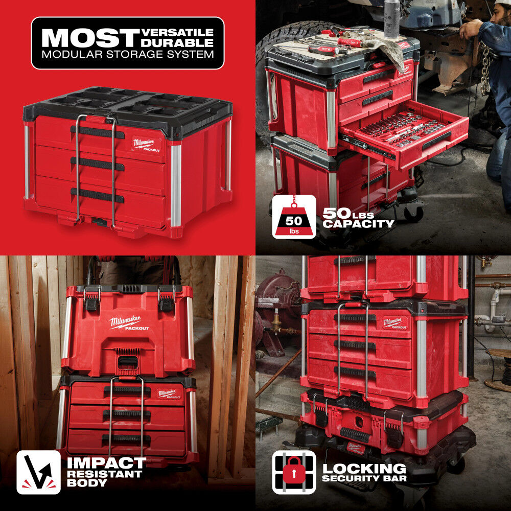 MILWAUKEE 48-22-8443 PACKOUT 3-Drawer Tool Box
