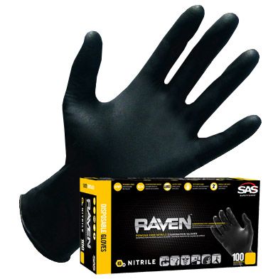 SAS Safety 66516 Raven PF NFPA Nitrile Exam Gloves - Small - (100/bx)