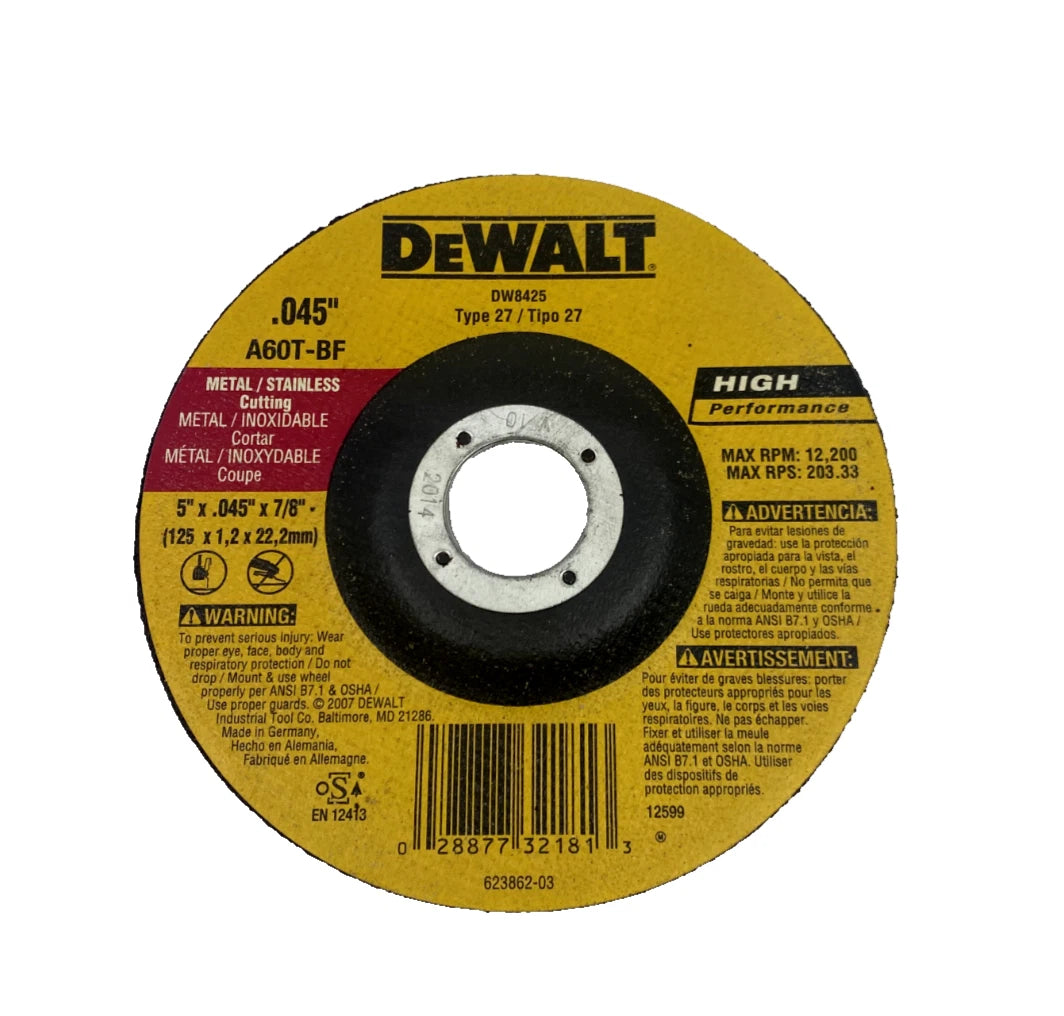 DeWalt DW8425 5 x .045 x 7/8 HP T27 CUTTING