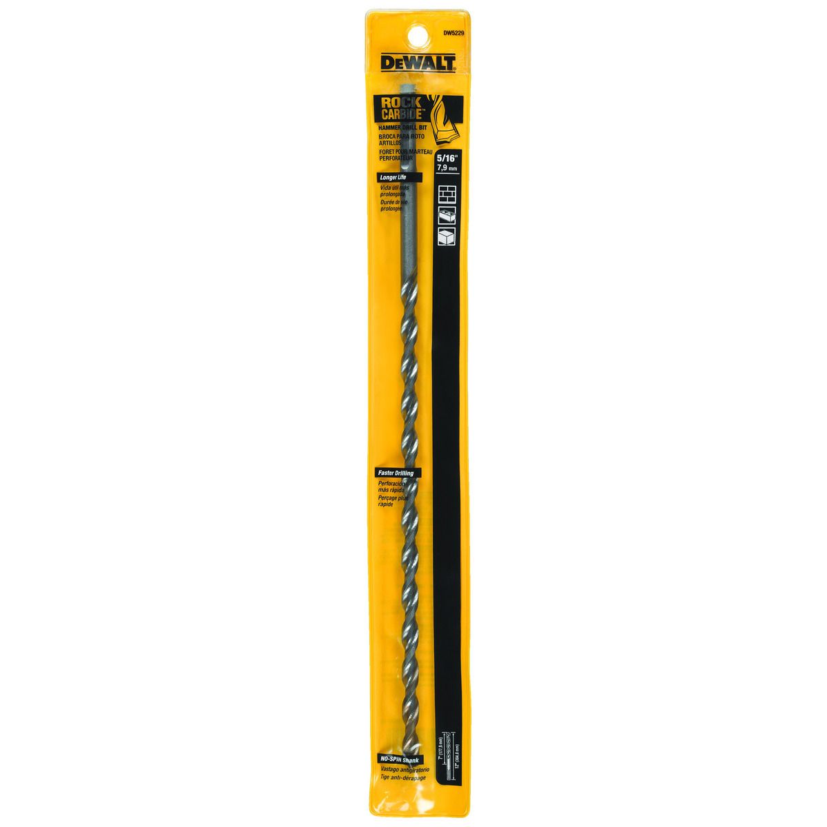 DeWalt DW5229 5/16X12 ROUND SHANK BIT