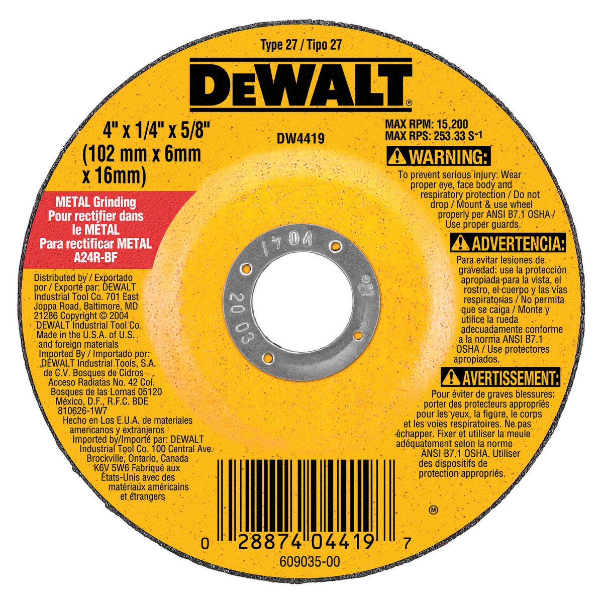 DeWalt DW8484 5 X 1/8 X 7/8IN TYPE 27 PIPELINER