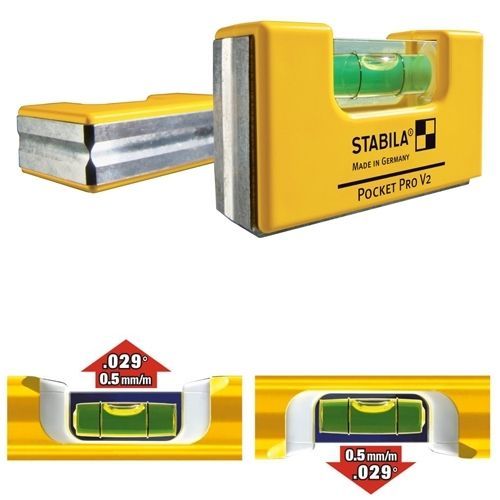 Stabila 11901 Magnetic Pocket Level PRO with Holster Yellow