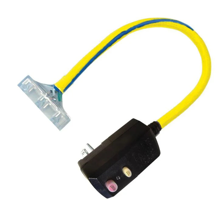 VOL-04-00101 2ft 12/3 SJTW Yellow/Black 15 Amp Right Angle GFCI Power Block w/Lighted End -Auto Reset