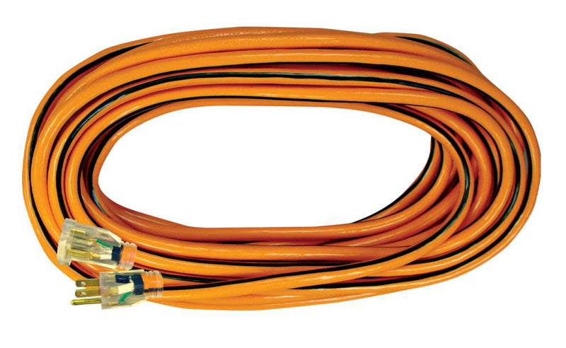 Voltec 05-00341 25ft 14/3 SJTW Orange/Black Ext Cord w/Lighted End, NEMA 5-15
