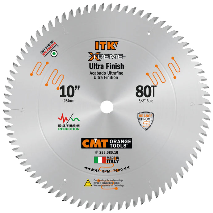 CMT 255.080.10 10" ITK XTREME ULTRA-FINISH BLADE B=5/8" T=80 Hi-ATB 255.080.10