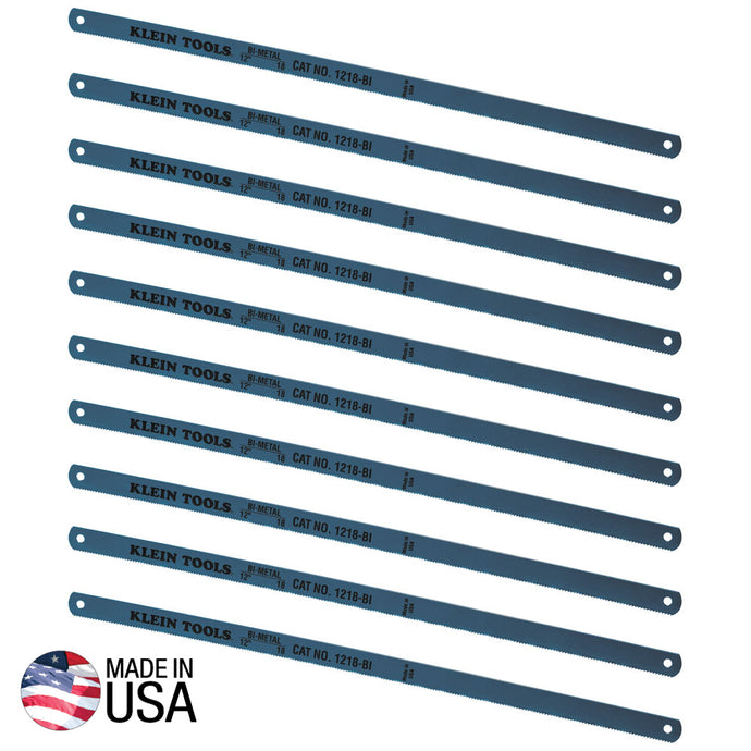KLEIN 1218BI-P Bi-Metal Blades, 18 TPI, 12-Inch, 10-Pack
