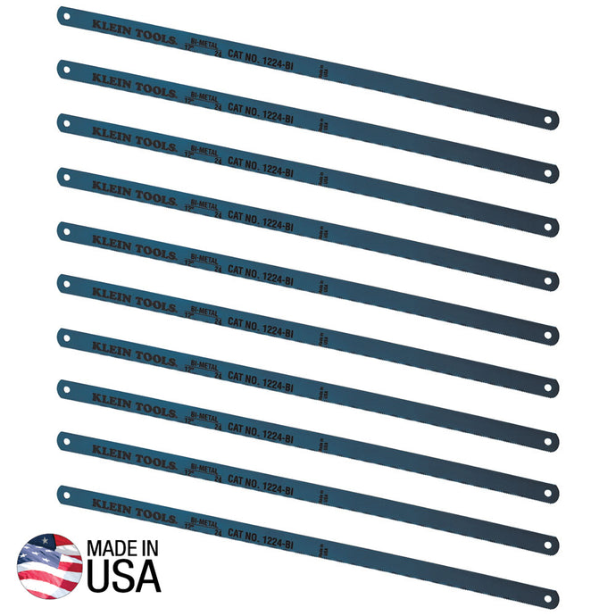 KLEIN 1224BI-P Bi-Metal Blades, 24 TPI, 12-Inch, 10-Pack
