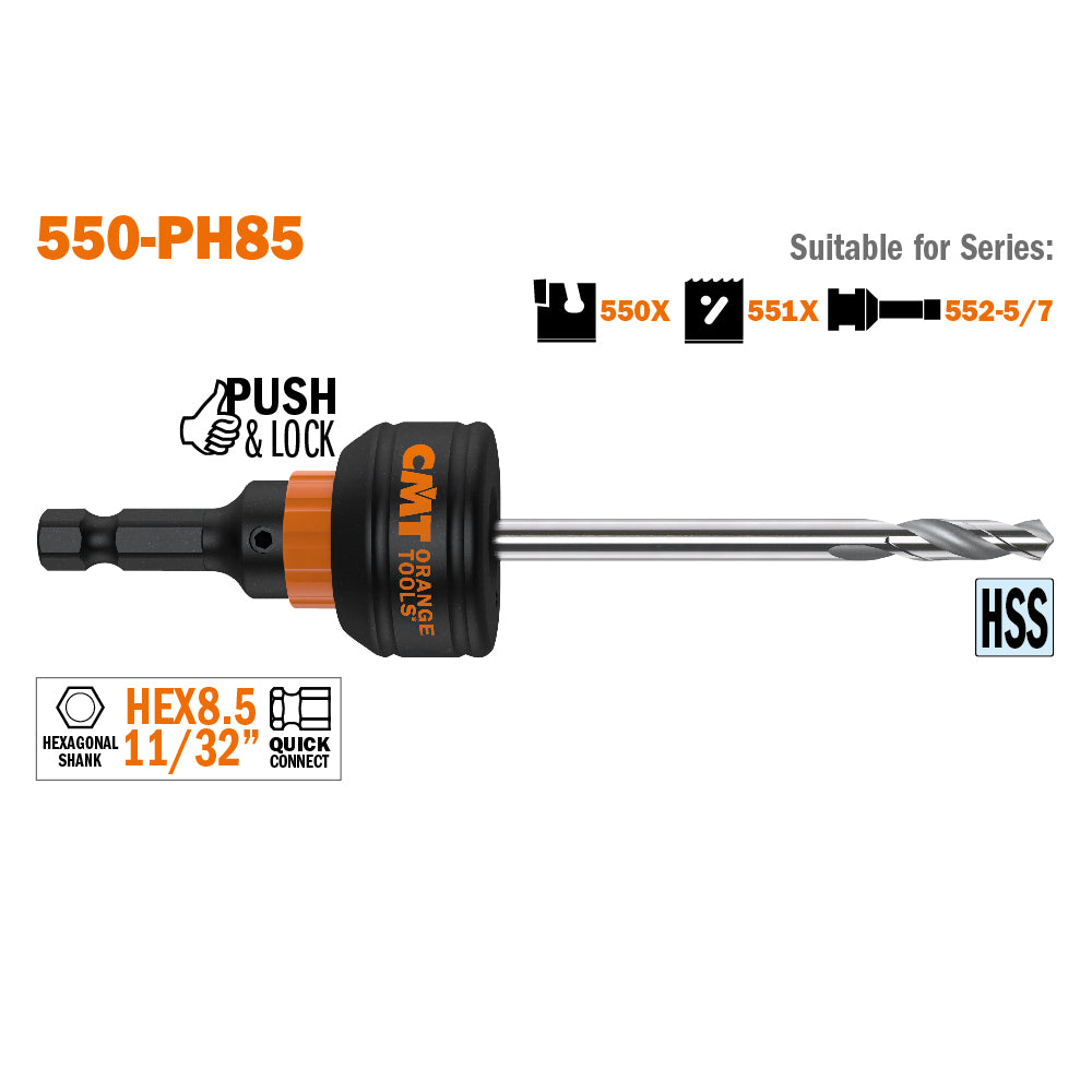 CMT 550-PH85 PUSH LOCK ARBOR FOR XTREME FAST, SHANK HEX8.5mm (11/32)