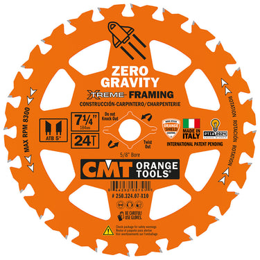 CMT 250.324.07 7-1/4" FRAMING ZERO GRAVITY BLADE B=5/8" T=24 ATB