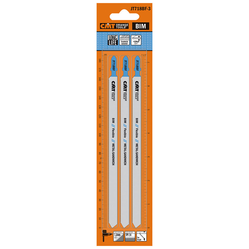 CMT JT718BF-3 JIG SAW BLADES METAL/SANDWICH PANEL (BIM) 7-1/4?x 14TPI (3-PCS.)