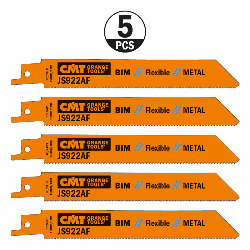 CMT JS925VF-5 RECIPROCATING SAW BLADES for /METAL (BIM) 6?x 10-14TPI  (5-PCS.) JS925VF-5