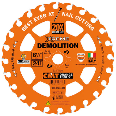 CMT 286.324.06 6-1/2" XTREME DEMOLITION BLADE B=5/8" 24T ATB