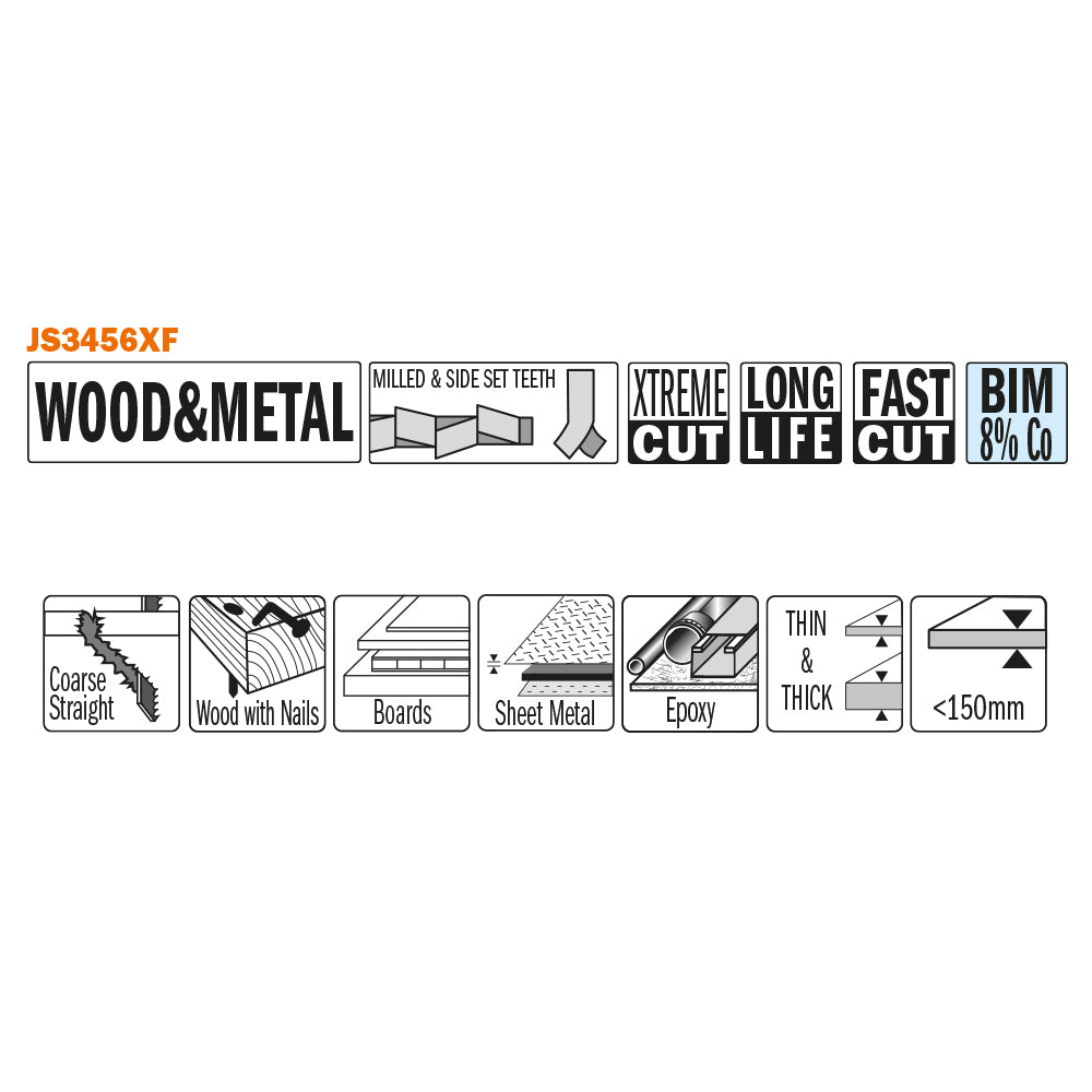 CMT JS3456XF-5 RECIPROCATING SAW BLADES for WOOD & METAL (BIM) 8