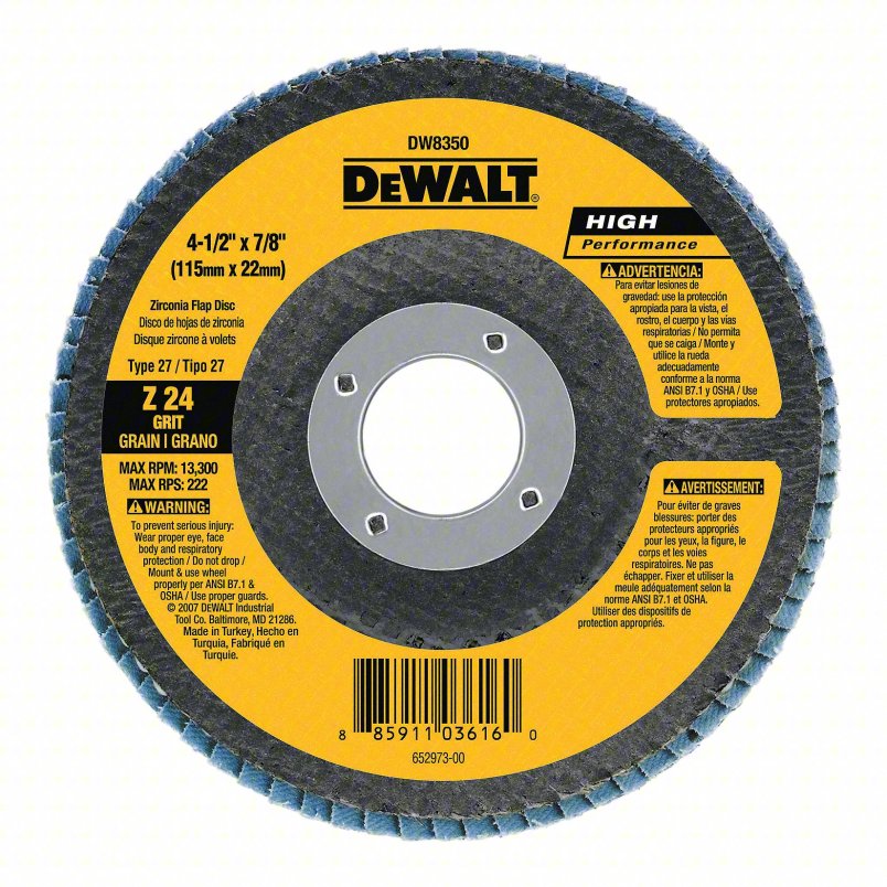 DeWalt DW8353 4-1/2 X 7/8 80G T27 HP FLAP
