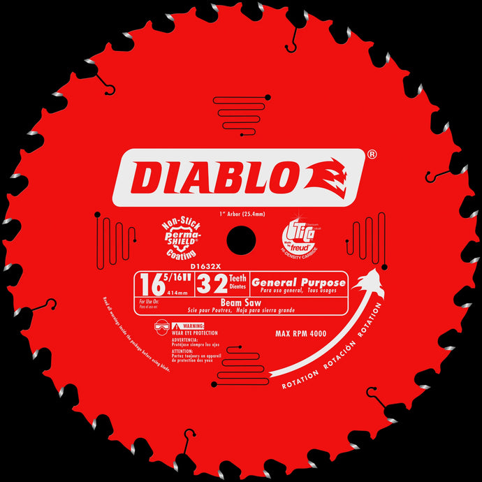 Diablo 16-5/16" x 32t x 1"arbor ATB RED D1632X
