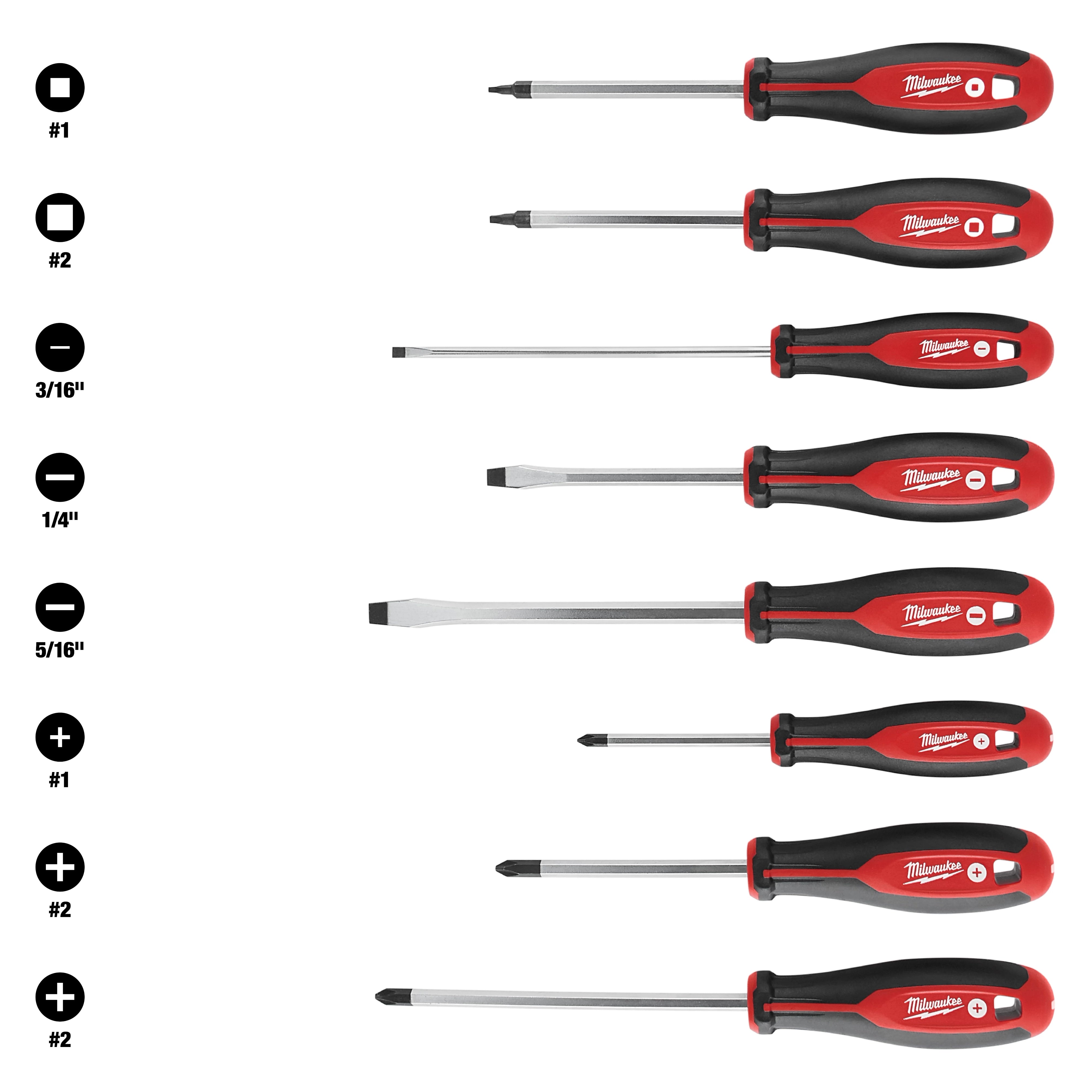 Milwaukee 48-22-2718 8pc Screwdriver Kit w/ Square