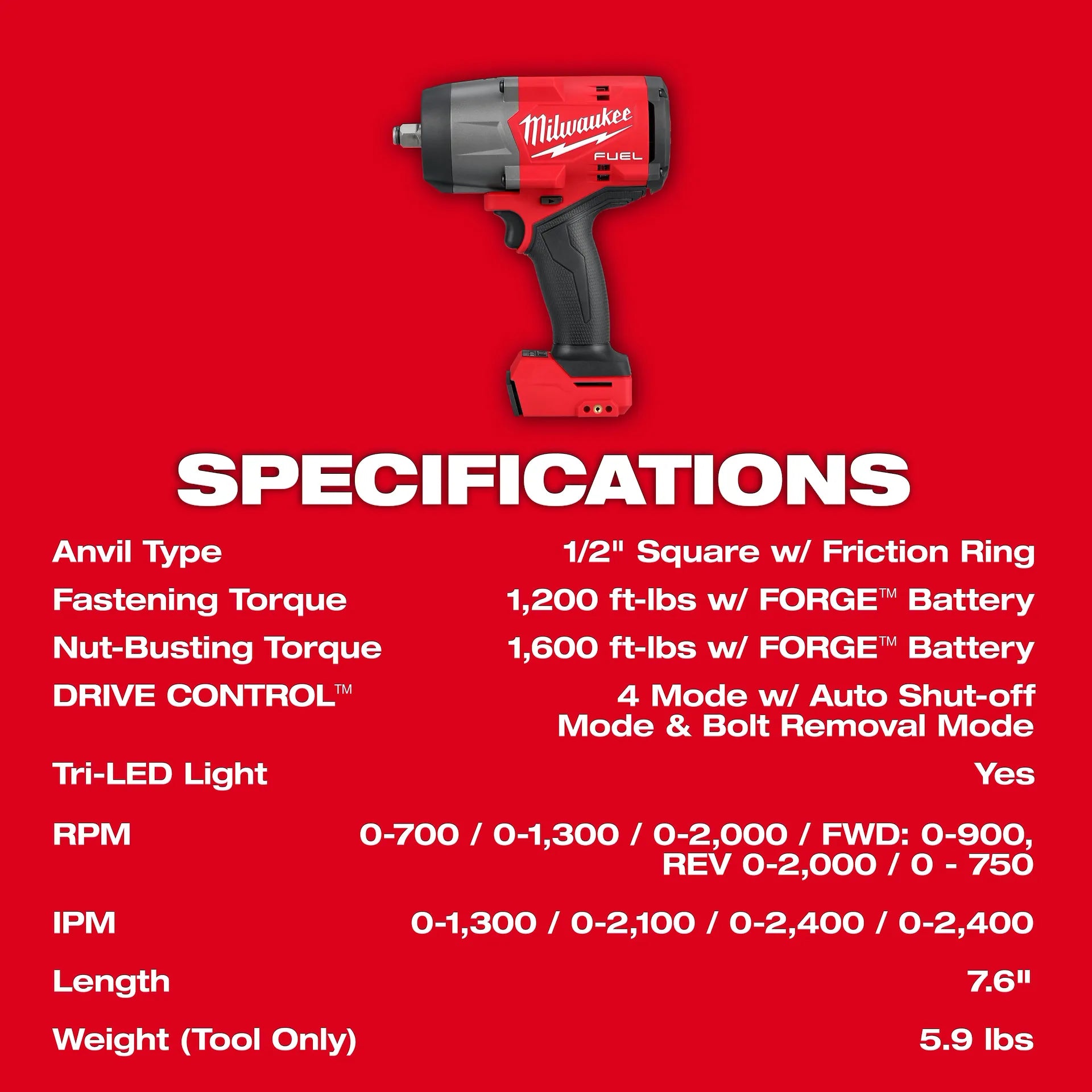 MILWAUKEE 2967-20 M18 FUEL 1/2