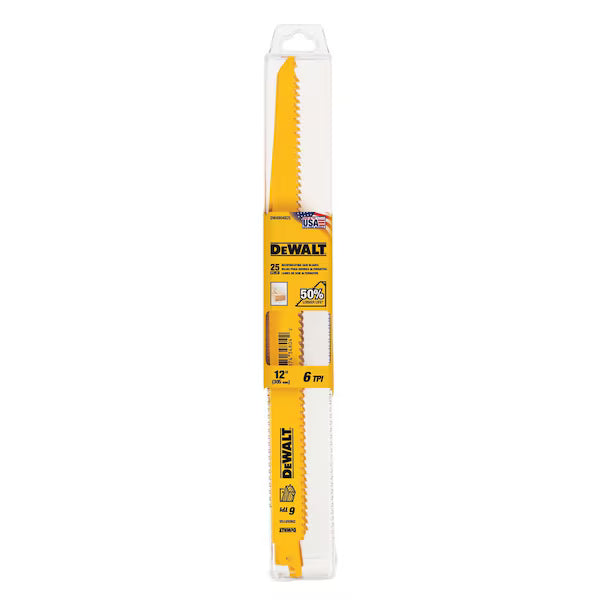 DeWalt DW4804B25 12IN 6TPI TAPER BK BLD-25