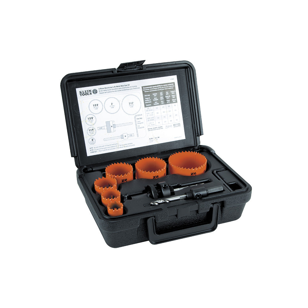 KLEIN 31902 Bi-Metal Hole Saw Kit, 8-Piece