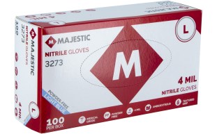 Majestic 3273BK/10 Disposable Industrial Grade Nitrile Glove, Powder-Free Large