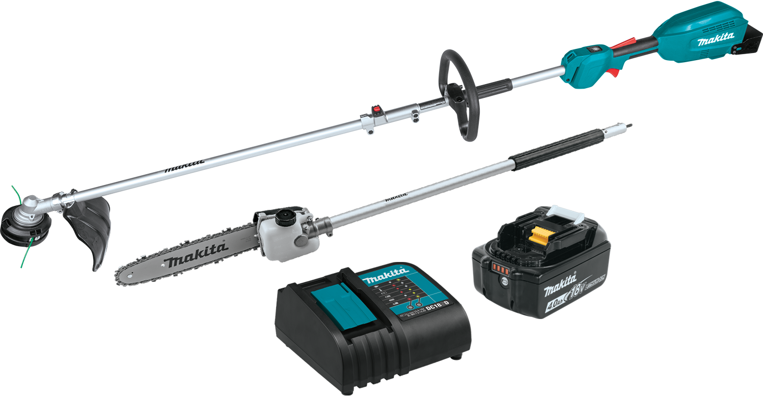Makita XUX02SM1X4 18V LXT BL PowerHead Kit w/ StringTrimmer, PoleSaw XUX02SM1X4