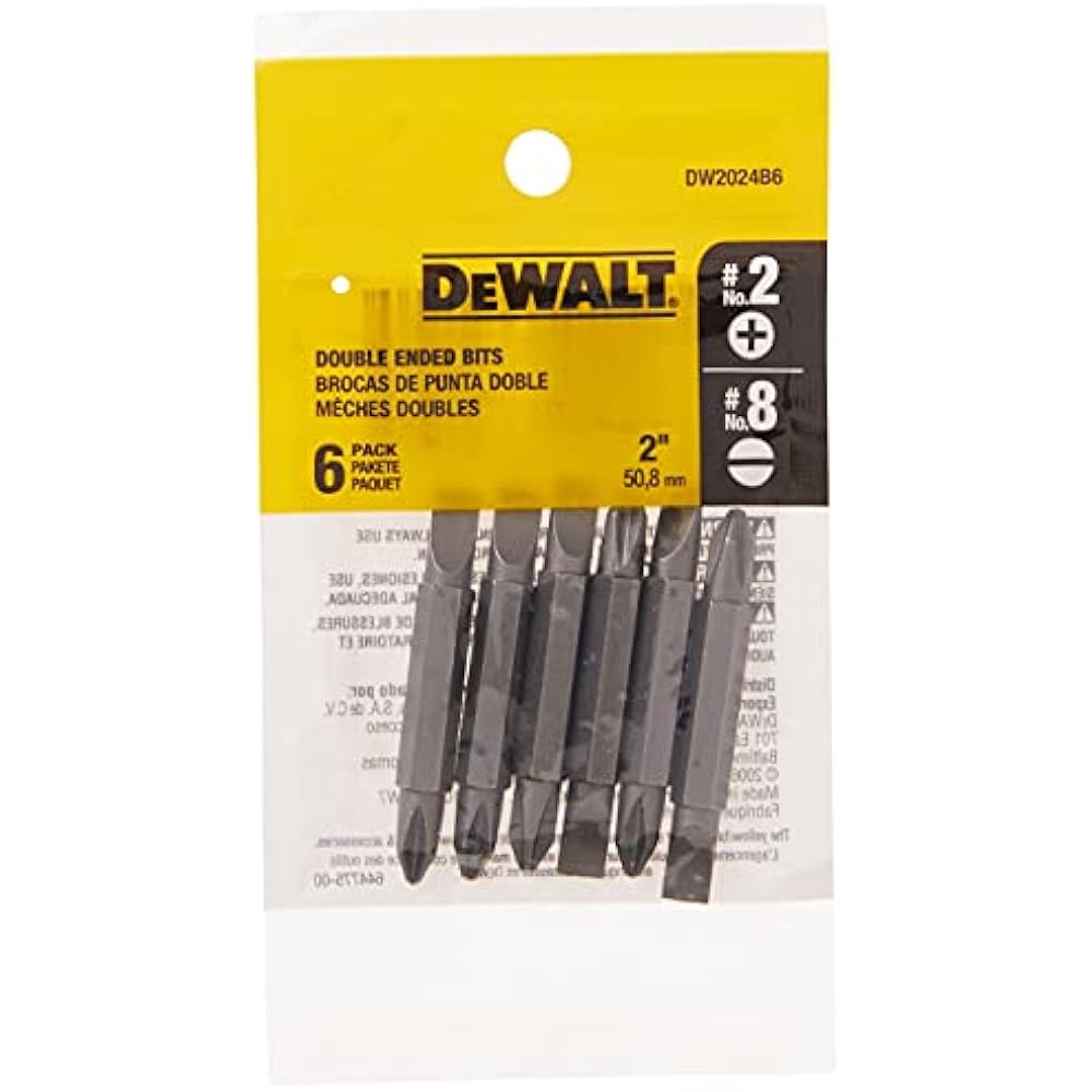DeWalt DW2024B6 NO2 PHILLIPS/NO8 SLOTTED DOUBLE EDGE6PC