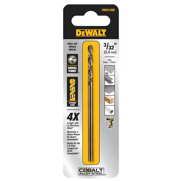 DeWalt DWA1206 3/32 IN INDUSTRIAL COBALT