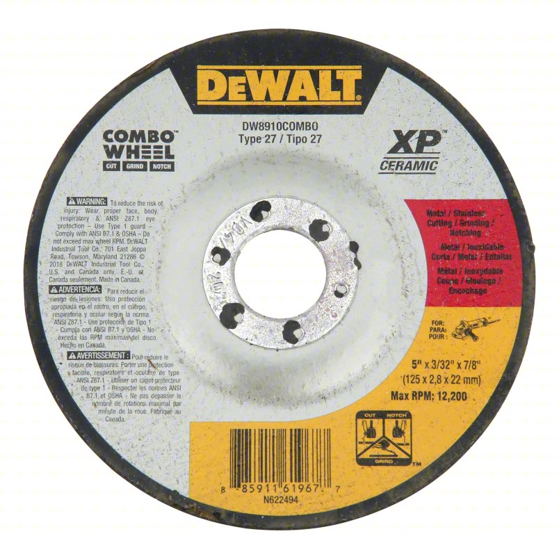 DeWalt DW8910COMBO 5 x 3/32 x 7/8 XP T27 Cut & Notch