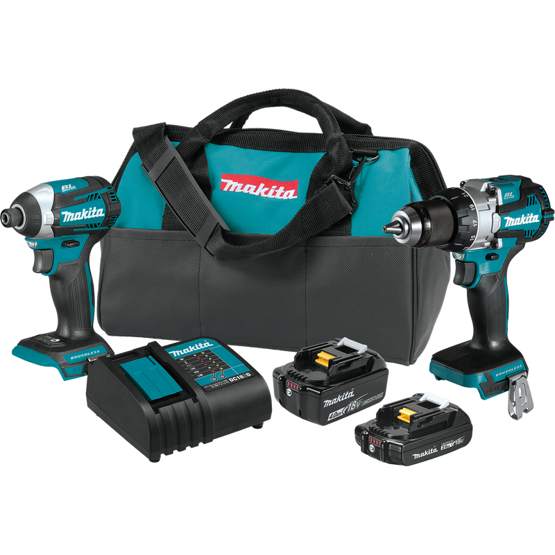 MAKITA XT296SMR 18V LXT BRUSHLESS 2PC COMBO KIT (Hammer Drill/Impact Driver 2.0AH + 4.0AH)