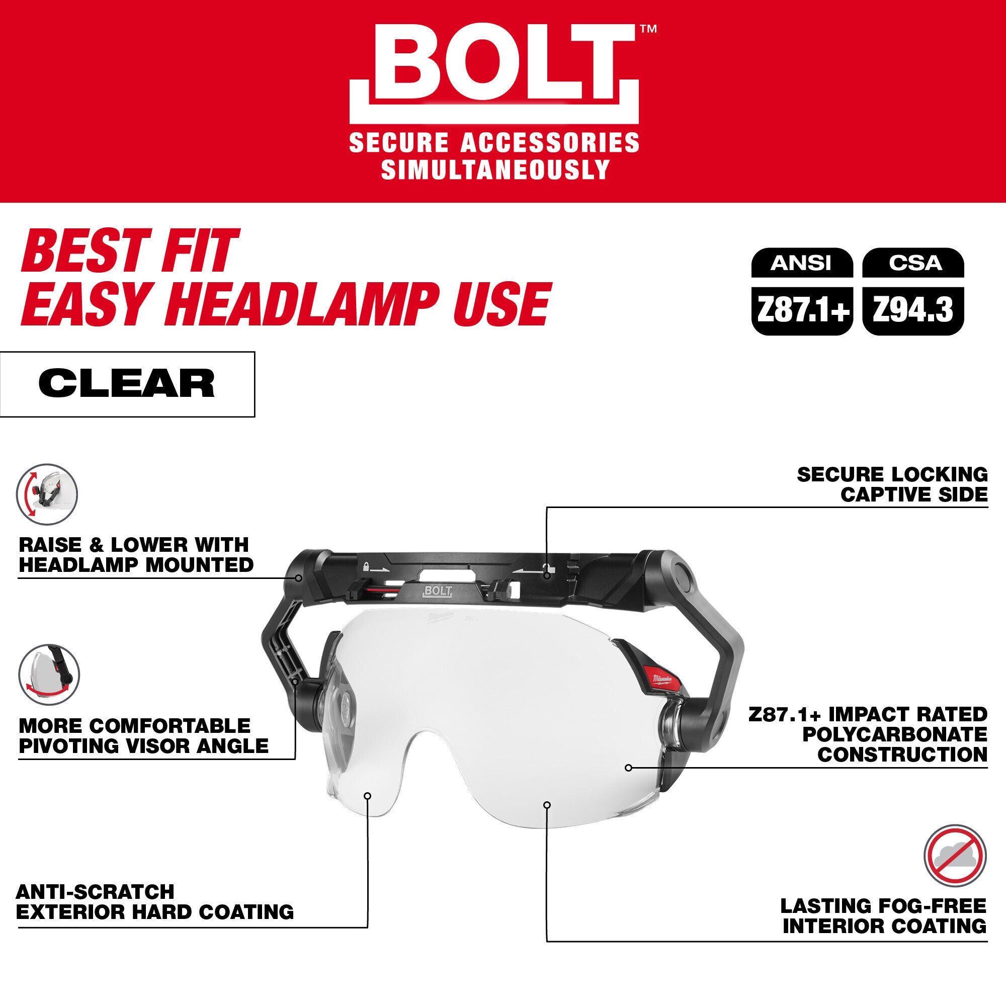 MILWAUKEE 48-73-1410 BOLT CLEAR EYE VISOR