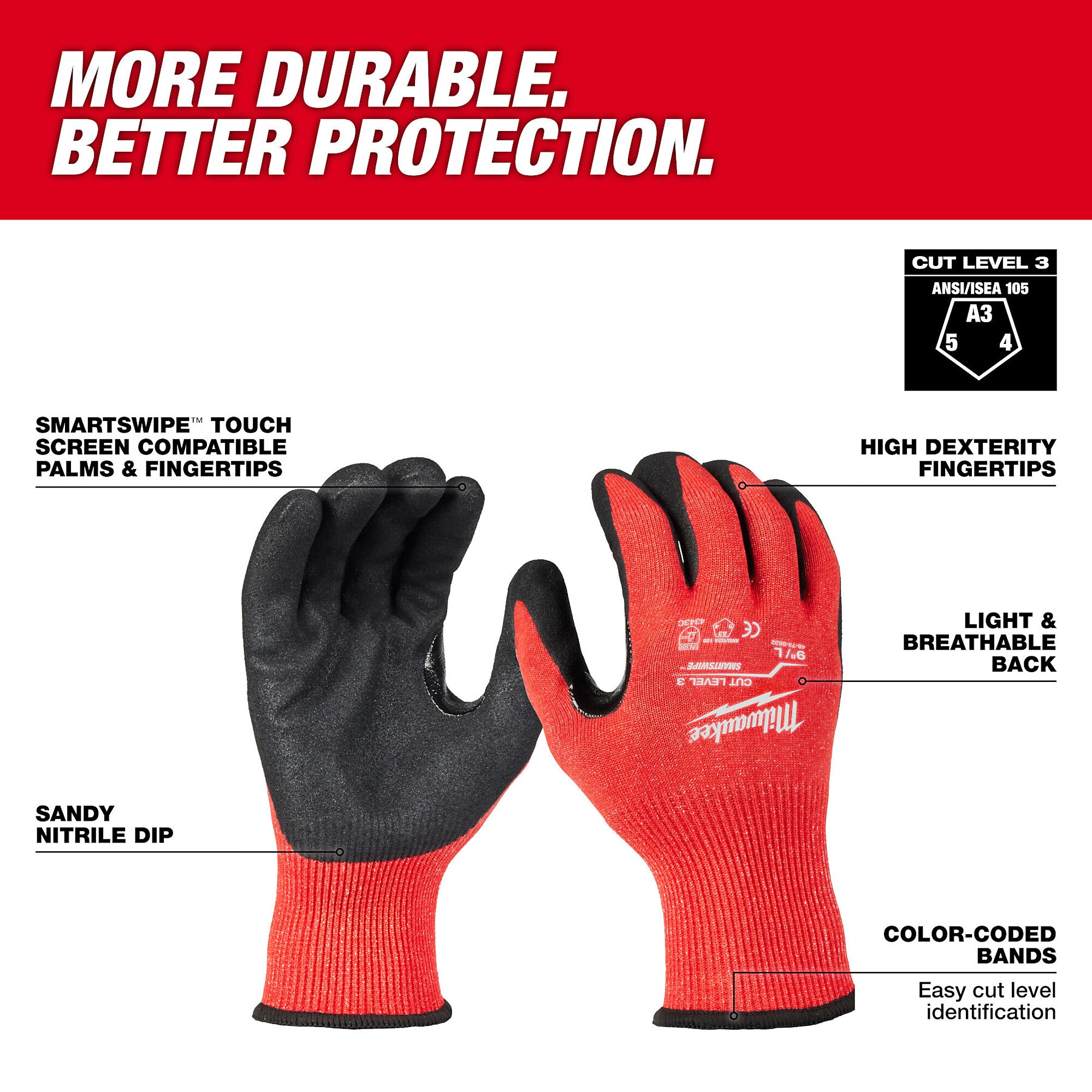 MILWAUKEE 48-73-8633 (6) CUT 3 NITRILE GLOVES - XL