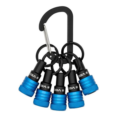 VEGA Keychain Bit Holders Blue - 5pc x 1/4" QR Bit Holder w/ Large Carabiner  5QKCH