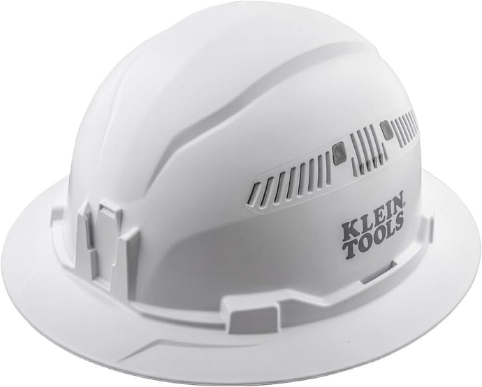 KLEIN 60401 Hard Hat, Vented, Full Brim Style, White