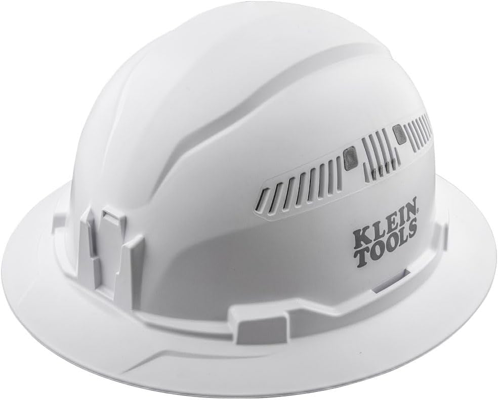 KLEIN 60401 Hard Hat, Vented, Full Brim Style, White